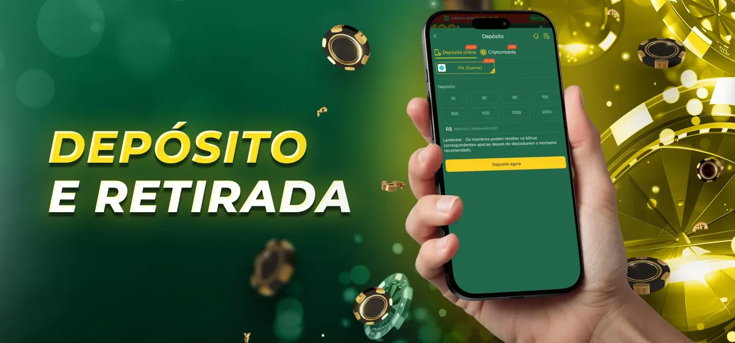 opções de depósito e saque disponíveis
